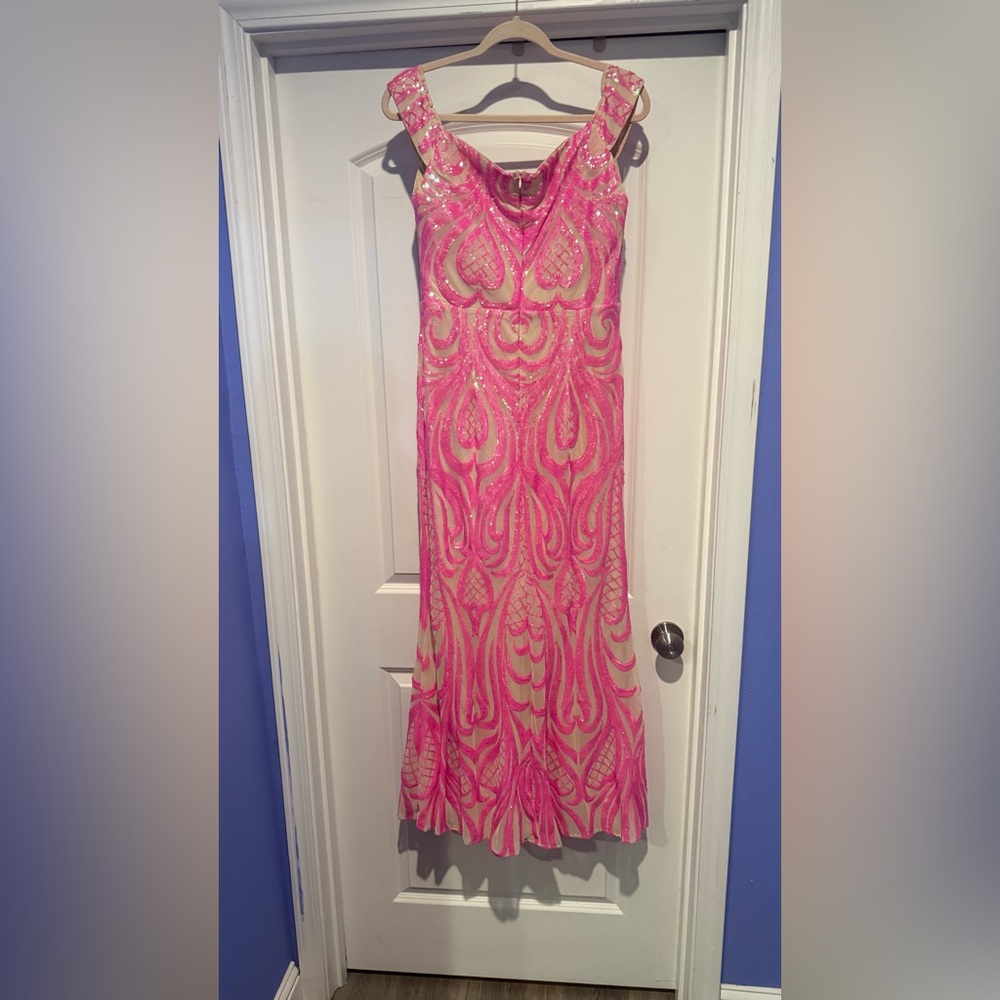 Elegant Pink Sequin Prom Dress